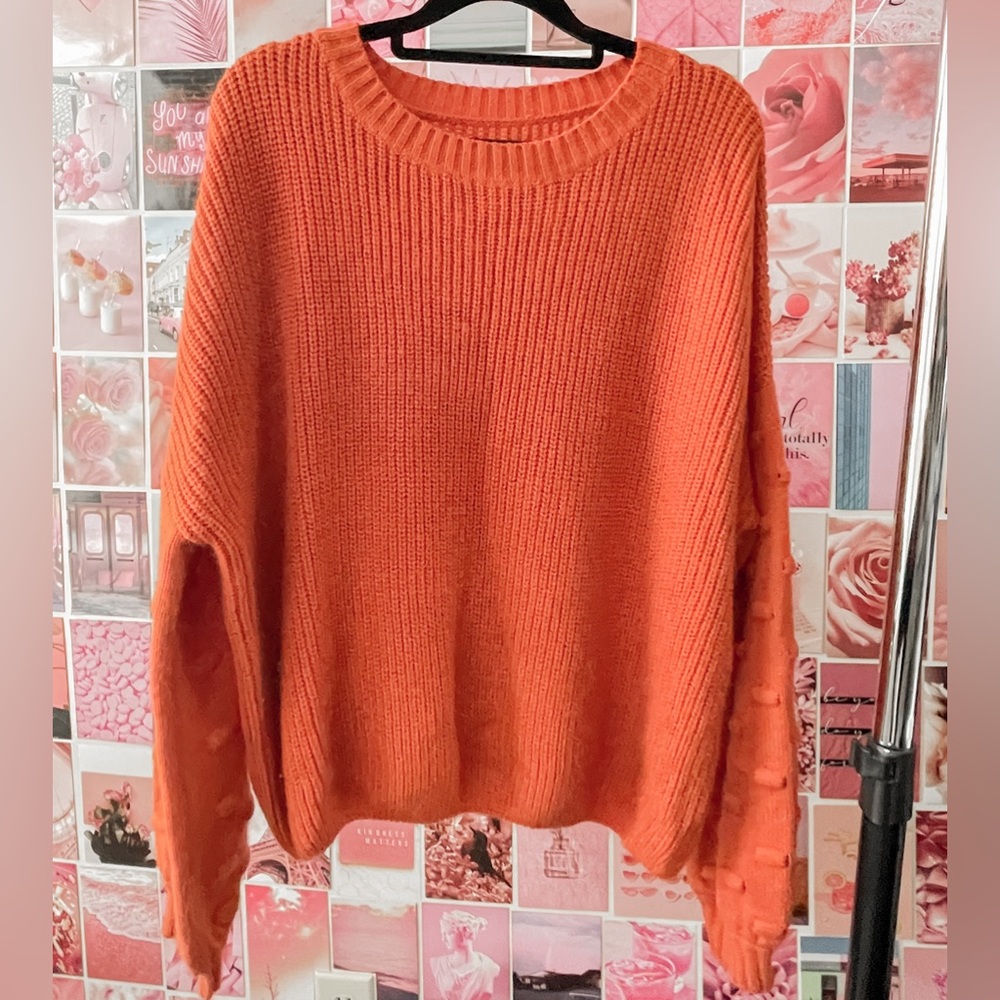NWOT Orange Puff Sweater
